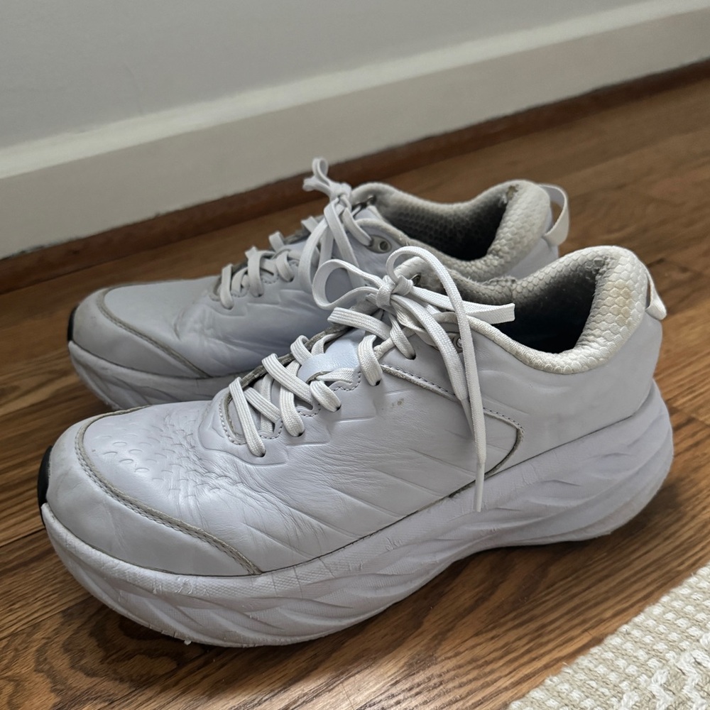 Hoka Bondi SR Women Size 9.5 Leather White